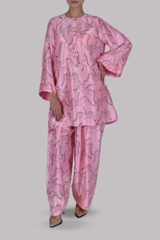 Peony Pink Raw Silk Set