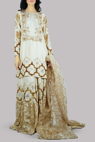 Lamb's Wool Embellished Gharara Set