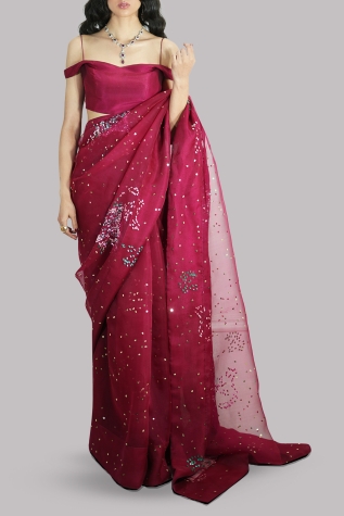 Scooter Embellished Organza Sari 