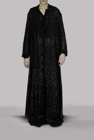 Black Silk Devore Lurex Metallic Set