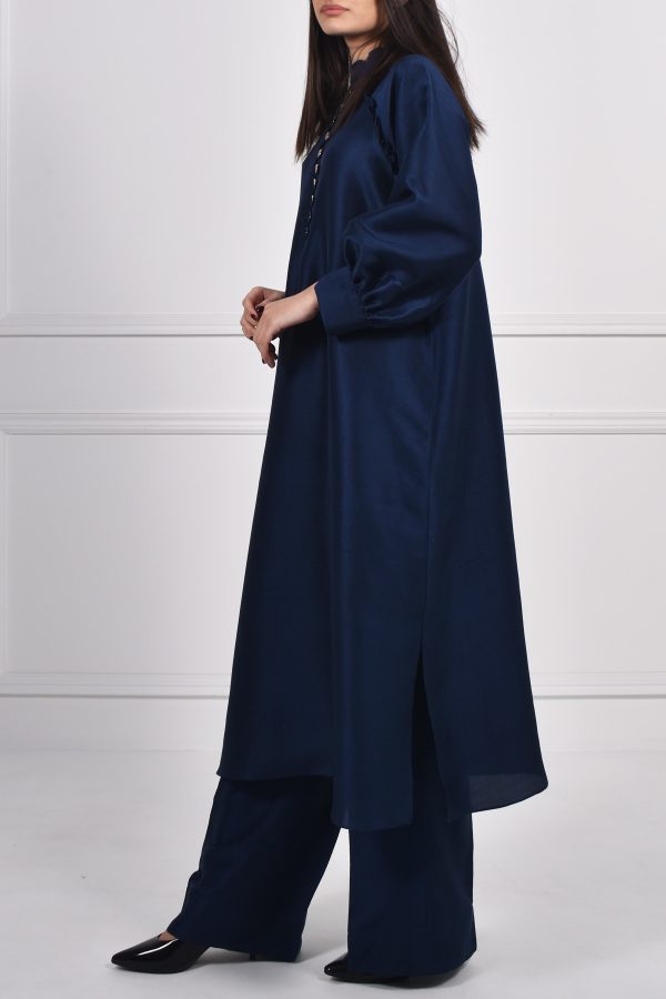 Black Iris Navy Raglan Raw Silk Tunic Set - Image 8