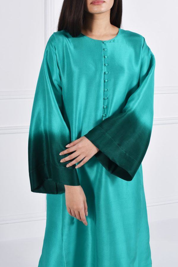 Arcadia Green Oversized Raw Silk Tunic Set - Image 9