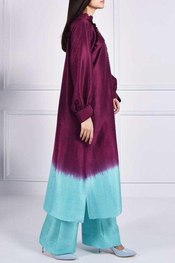 Grape Wine Raglan Ombre Raw Silk Tunic Set - Image 8