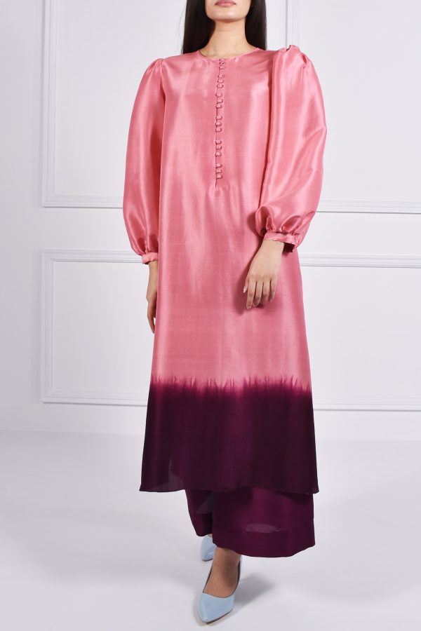 Chateau Rose Grape Wine Ombre Raw Silk Tunic Set - Image 4