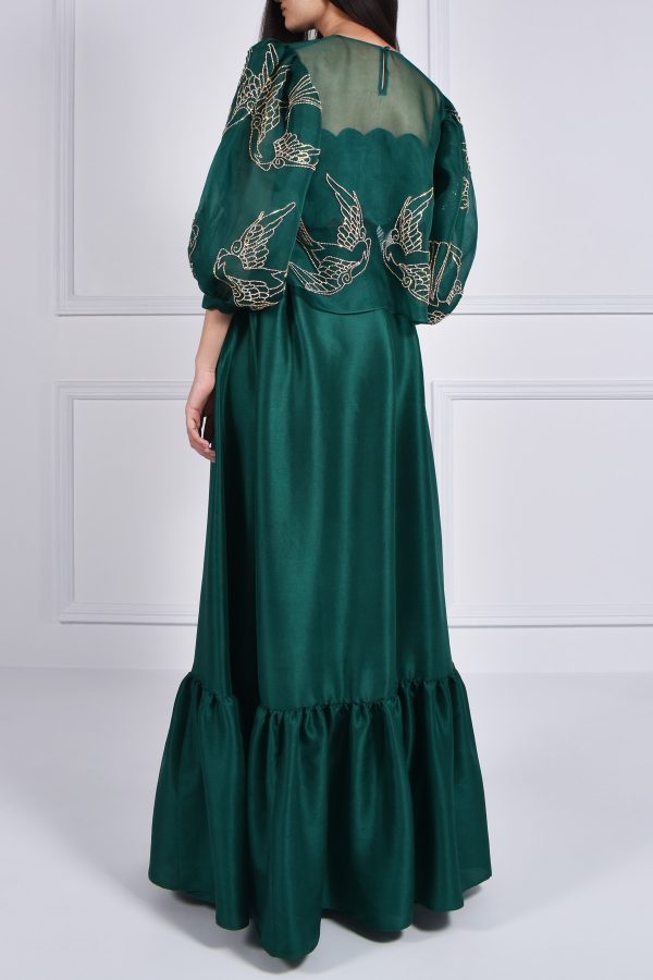 Evergreen Embellished Organza Blouse Skirt Set - Image 4