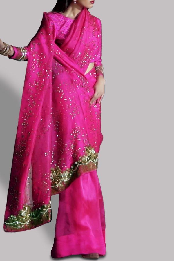 Beetroot Purple Embellished Organza Sari