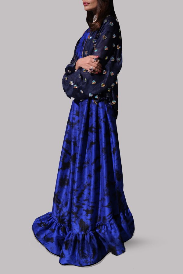 Dazzling Blue and Black Embellished Maxi Set - Image 2