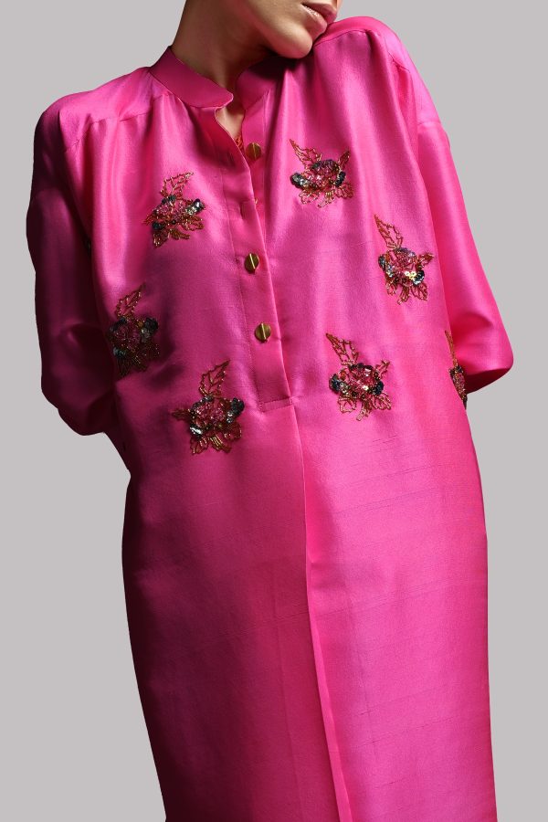 Diva Pink Embellished Raw Silk Set - Image 2