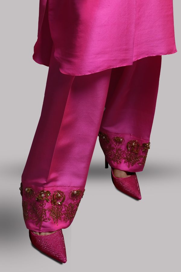 Diva Pink Embellished Raw Silk Set - Image 3