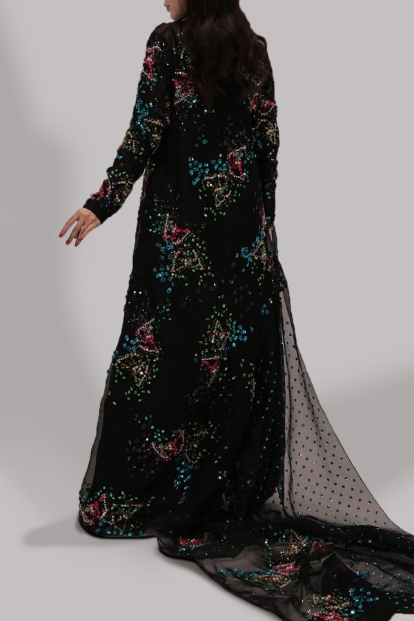 Black Maxi Raw Silk Set - Image 2