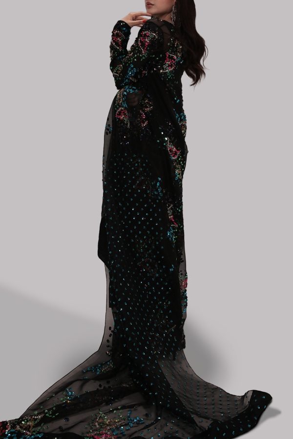 Black Maxi Raw Silk Set - Image 3