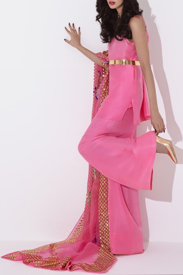 Pink Lemonade Embellished Raw Silk Set