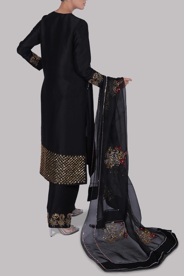 Black Raw Silk Set - Image 2