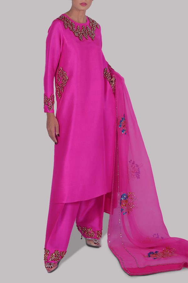 Diva Pink Raw Silk Set