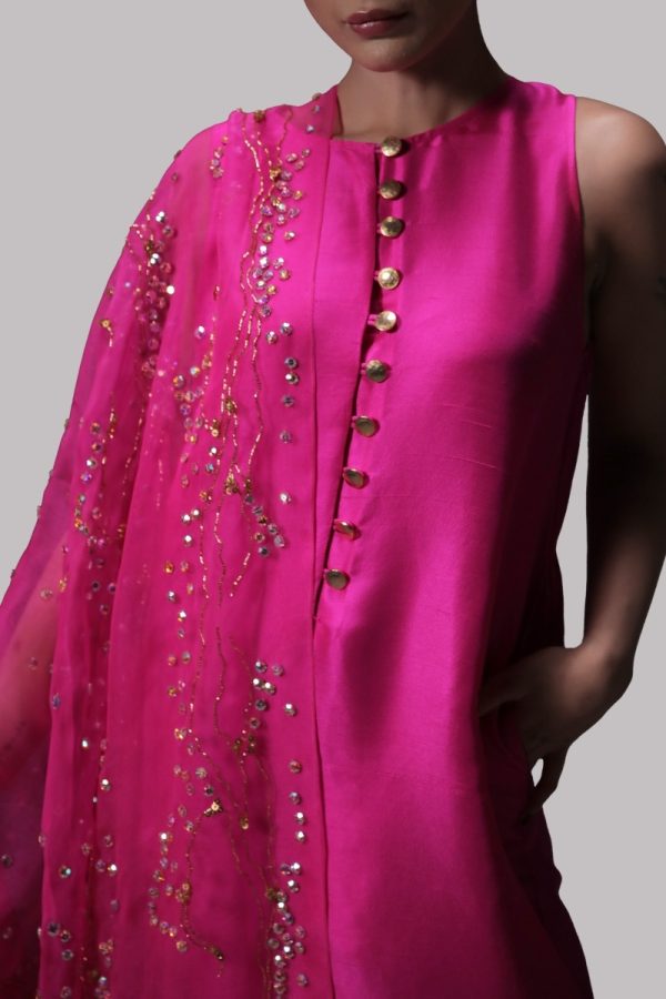 Diva Pink Raw Silk Maxi Set - Image 2