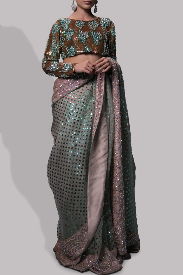 Moonlight Embellished Organza Sari