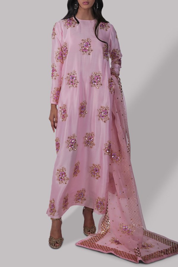 Rose Shadow Raw Silk Maxi Set