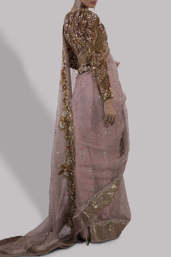 Cameo Rose Embellished Organza Sari - Image 2