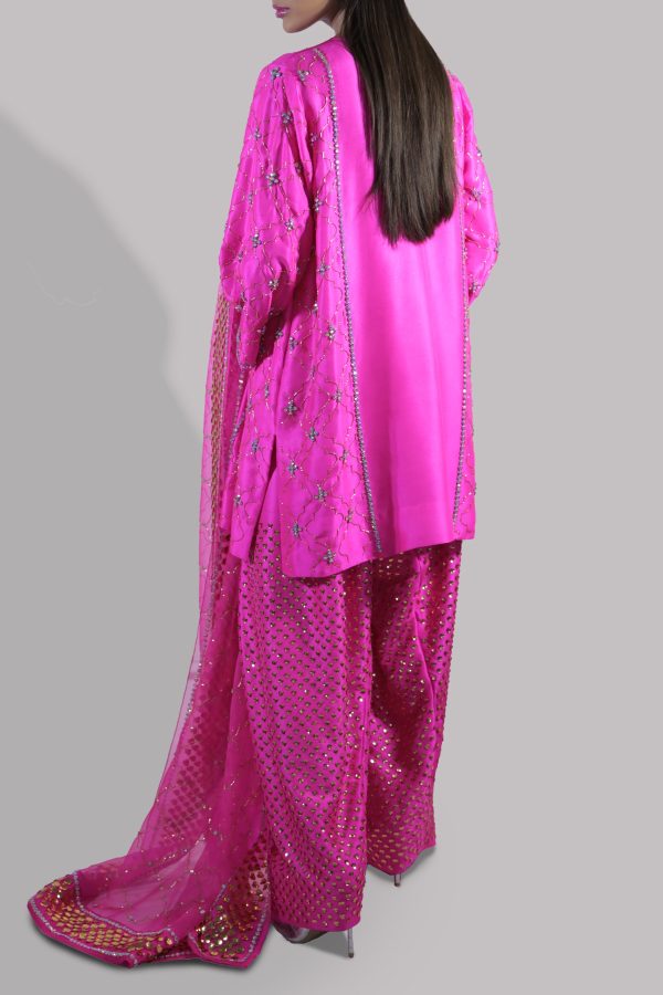 Diva Pink Embellished Raw Silk Set - Image 2