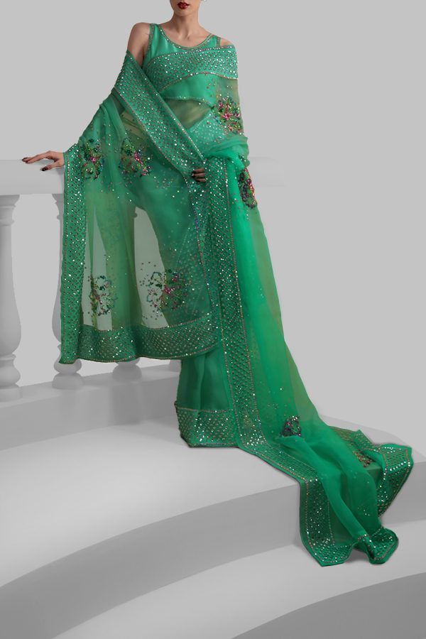 Spring Bud Embellished Organza Sari