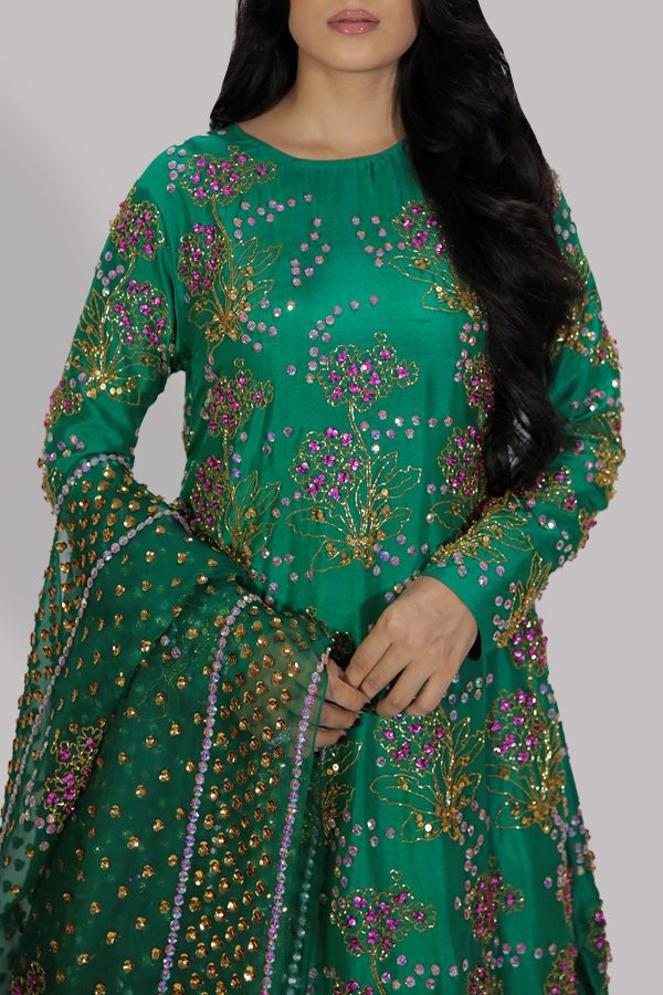 Emerald Green Raw Silk Set - Image 4