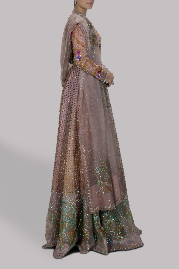 Silver Grey Embellished Lehenga Choli Set - Image 2