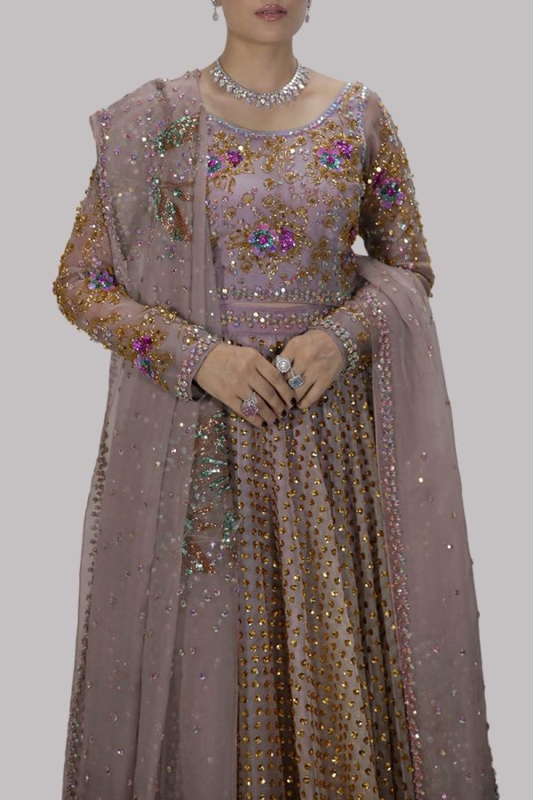 Silver Grey Embellished Lehenga Choli Set - Image 4