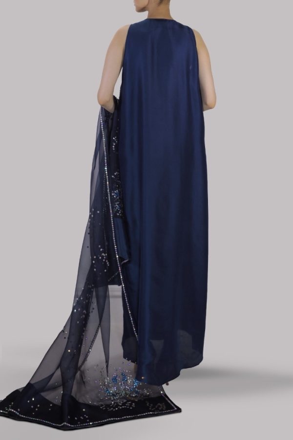 Black Iris Embellished Raw Silk Maxi Set - Image 4