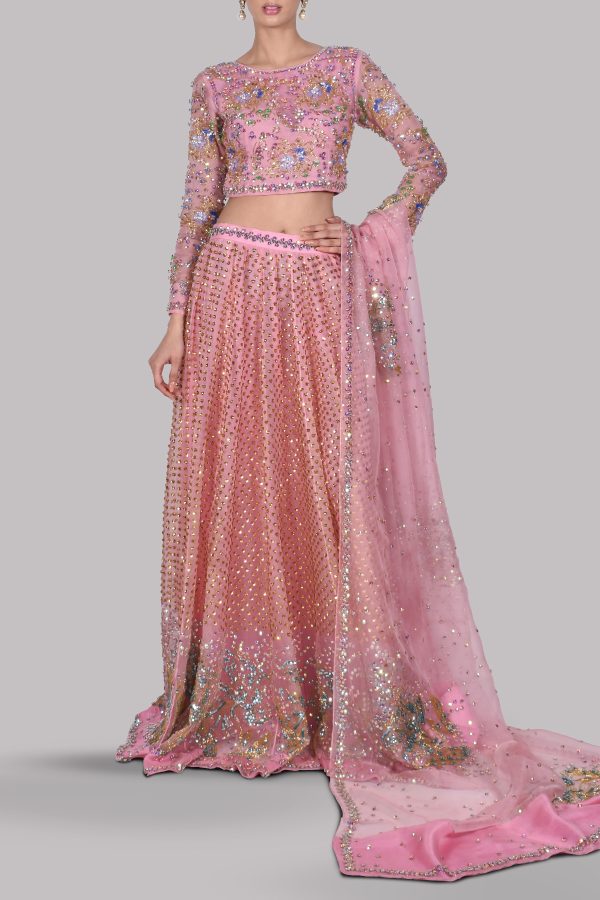 Tickled Pink Embellished Lehenga Choli Set