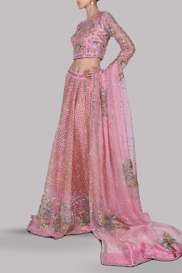 Tickled Pink Embellished Lehenga Choli Set - Image 2