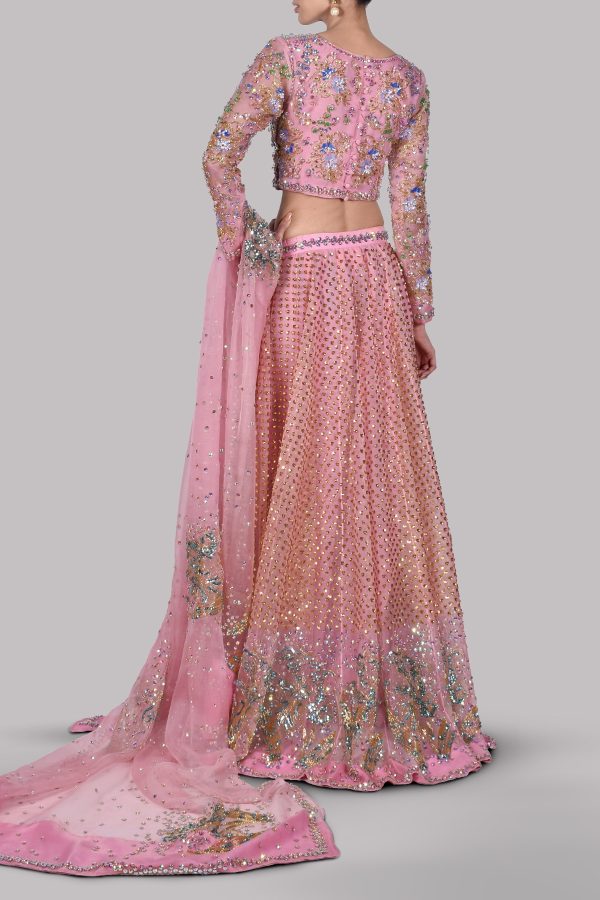 Tickled Pink Embellished Lehenga Choli Set - Image 3