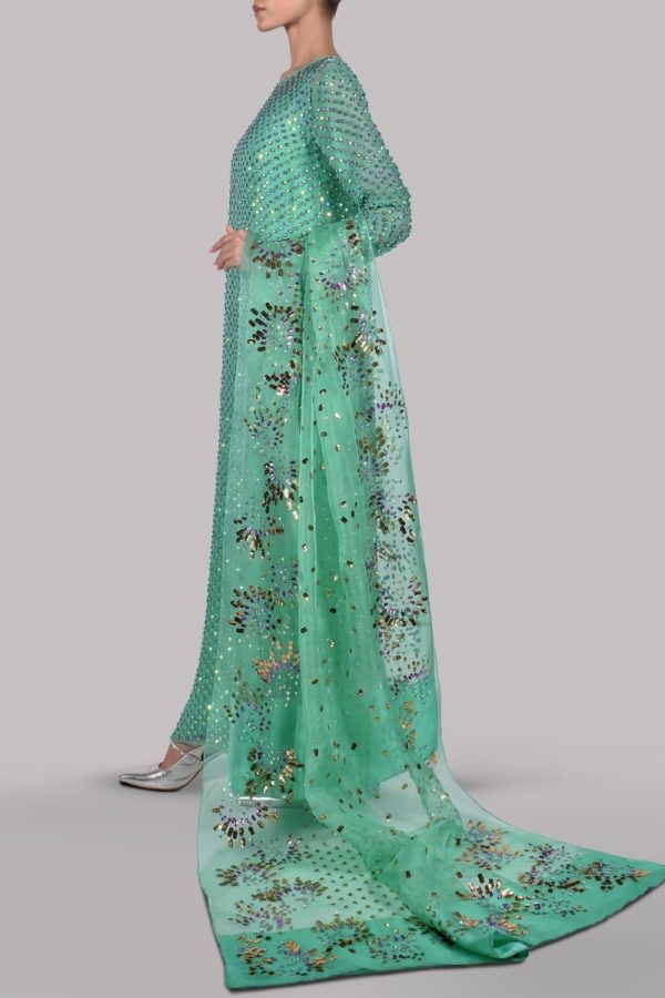 Spring Bud Embellished Organza Maxi Set - Image 2