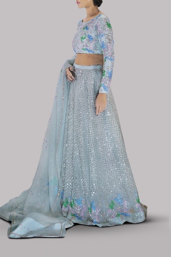 Aquamarine Embellished Lehenga Choli Set - Image 2