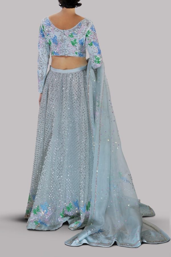 Aquamarine Embellished Lehenga Choli Set - Image 3