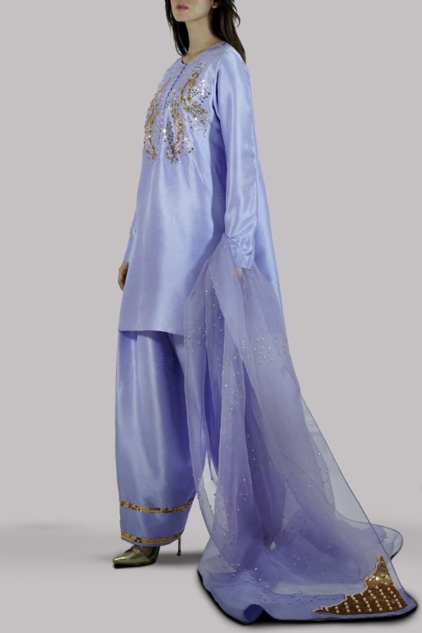 Forever Blue Embellished Raw Silk Set - Image 2