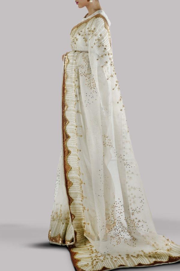 Egret Embellished Organza Sari - Image 2