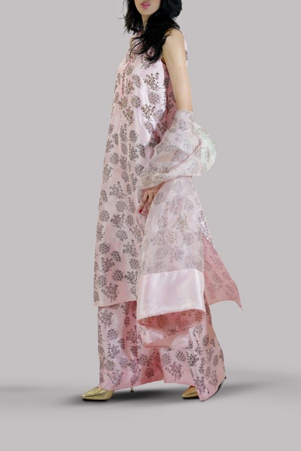 Blushing Bride Block Printed & Embellished Raw Silk Set - Image 2