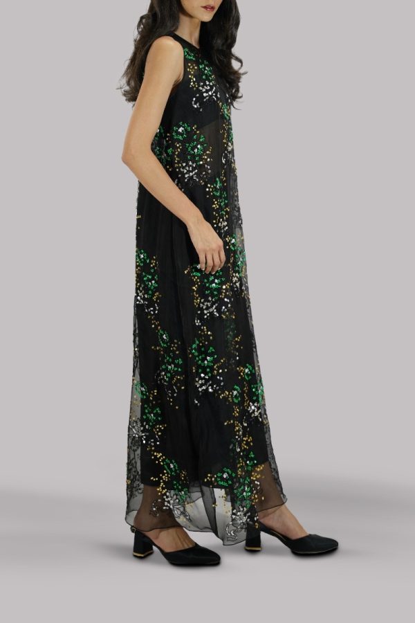 Black Embellished Organza Maxi - Image 2