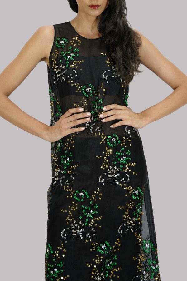 Black Embellished Organza Maxi - Image 4