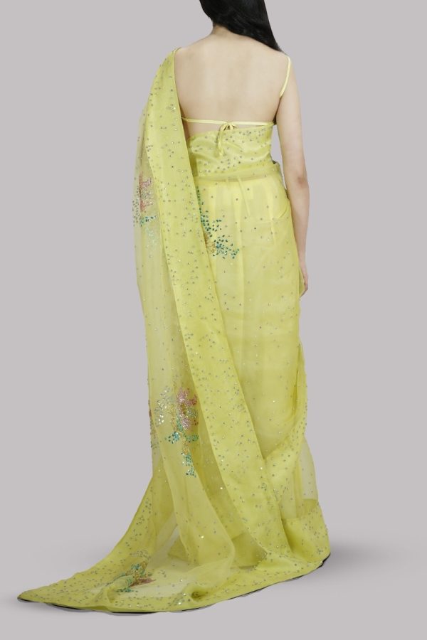 Illuminating Embellished Organza Sari - Image 3