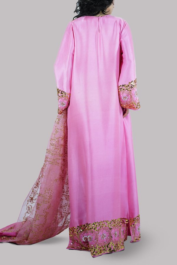 Confetti Pink Embellished Raw Silk Maxi Set - Image 3