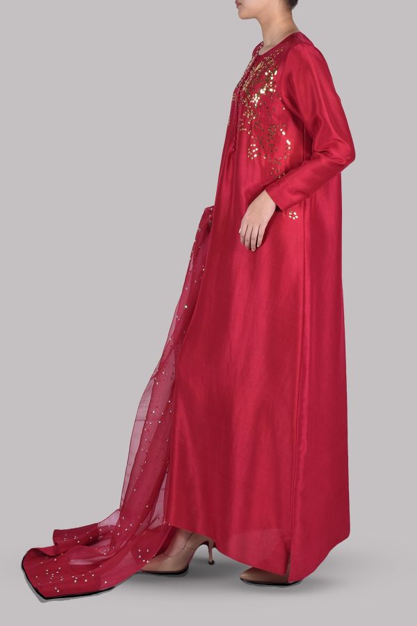 Tango Red Embellished Maxi Set - Image 2