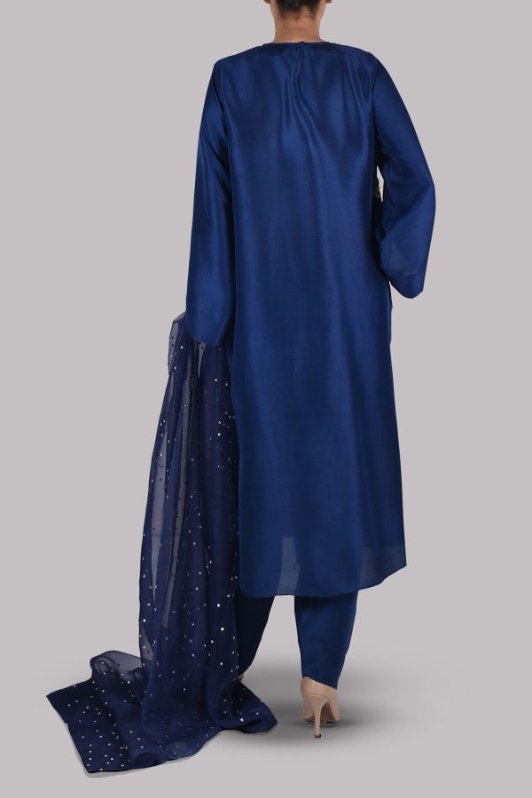 Astral Aura Blue Embellished Raw Silk Set - Image 3