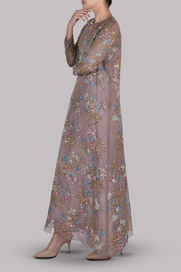 Taupe Grey Embellished Maxi - Image 2