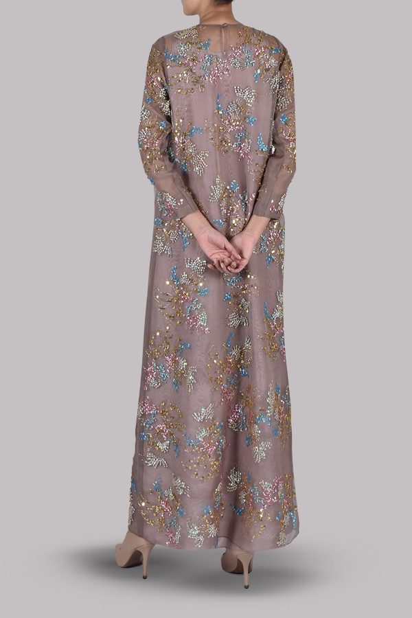 Taupe Grey Embellished Maxi - Image 3