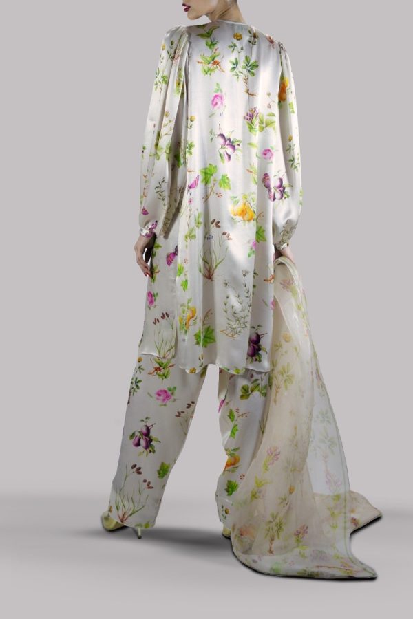 White Swan Digital Print Satin Silk Set - Image 3